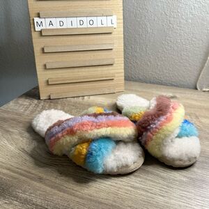 Emu Australia Kid’s 4 Sheepskin Rainbow Colored Slides